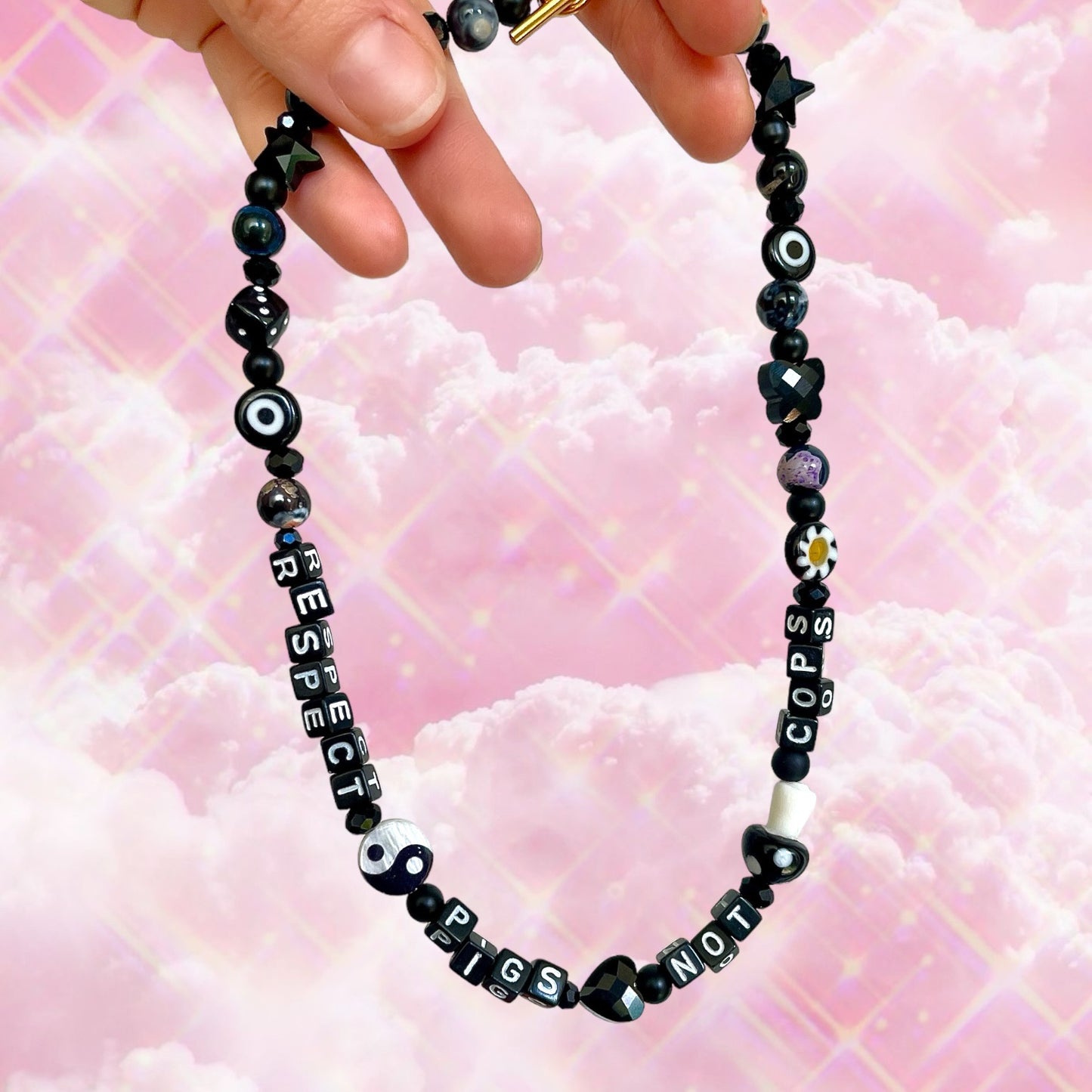 collier respect pigs not c*** (msg personnalisable)