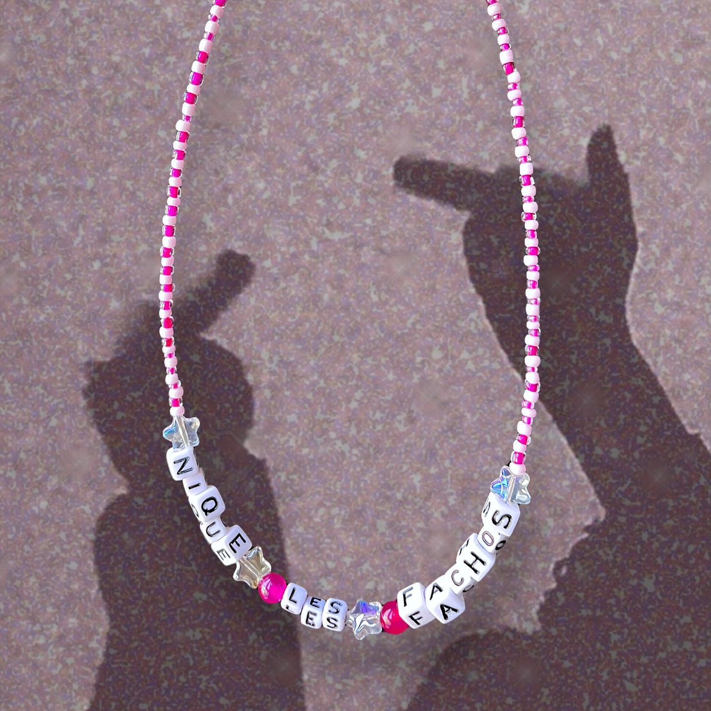 collier rose n*k lé fachos (msg personnalisable)